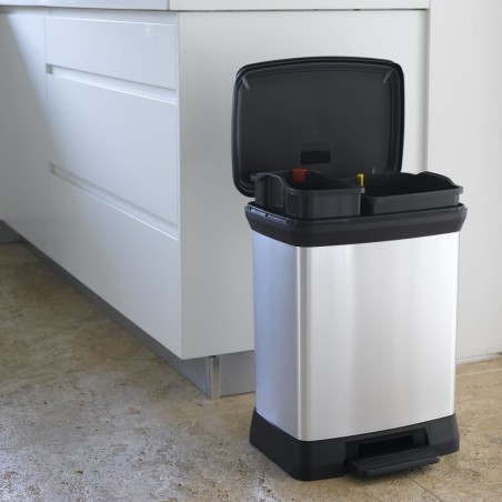 Curver Duo Tretmülleimer Deco 10L+18L Silbern