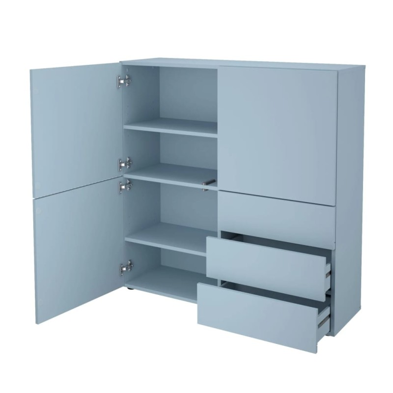 FMD Schrank mit 3 Schubladen und 3 Türen 99x31,5x101,2 cm Blau FMD Schrank mit 3 Schubladen und 3 Türen 99x31,5x101,2 cm Blau