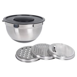 Excellent Houseware 4tlg Rührschüssel mit Reibeaufsätzen Set Edelstahl