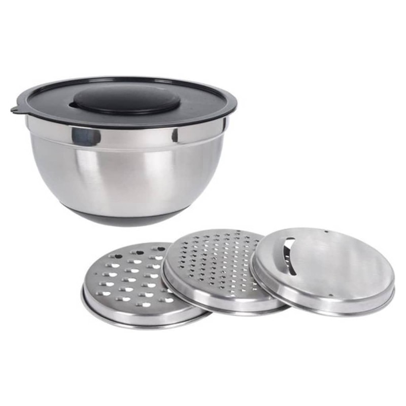 Excellent Houseware 4tlg Rührschüssel mit Reibeaufsätzen Set Edelstahl Excellent Houseware 4tlg Rührschüssel mit Reibeaufsätzen Set Edelstahl