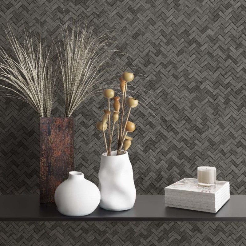 Noordwand Tapete Botanica Rattan Wickerwork Schwarz und Grau Noordwand Tapete Botanica Rattan Wickerwork Schwarz und Grau