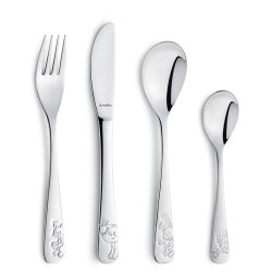 Amefa 4-tlg. Kinder-Besteck-Set Forest friends Hochglanz-Silber