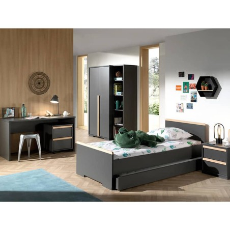 Vipack Rollcontainer London 2-Schubladen Holz Anthrazit