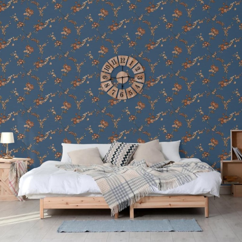 DUTCH WALLCOVERINGS Tapete Flower Dunkelblau und Bronzen DUTCH WALLCOVERINGS Tapete Flower Dunkelblau und Bronzen
