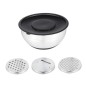 HI Salatschüssel mit Deckel und 3 Reiben Edelstahl HI Salatschüssel mit Deckel und 3 Reiben Edelstahl