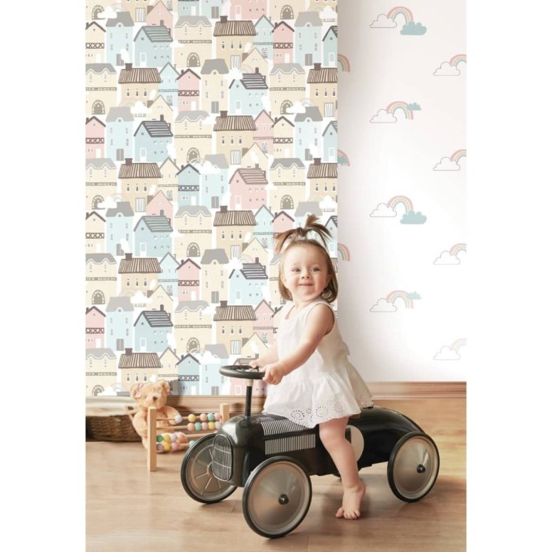 Noordwand Tapete Mondo baby Clouds Weiß, Blau und Rosa Noordwand Tapete Mondo baby Clouds Weiß, Blau und Rosa