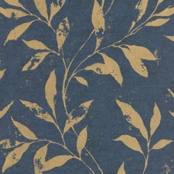 DUTCH WALLCOVERINGS Tapete Leafs Blau und Golden