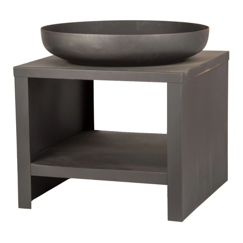 Esschert Design Feuerschale mit Holzfach 62 cm Schwarz Esschert Design Feuerschale mit Holzfach 62 cm Schwarz