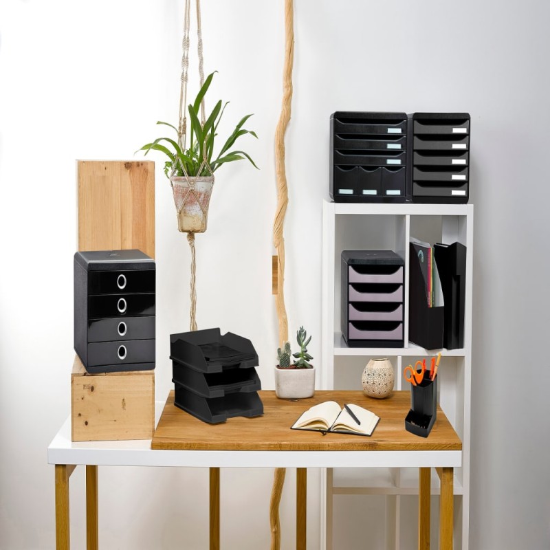 Exacompta Store-Box Schubladenbox Maxi mit 6 Laden Glänzend Schwarz Exacompta Store-Box Schubladenbox Maxi mit 6 Laden Glänzend Schwarz