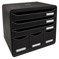 Exacompta Store-Box Schubladenbox Maxi mit 6 Laden Glänzend Schwarz