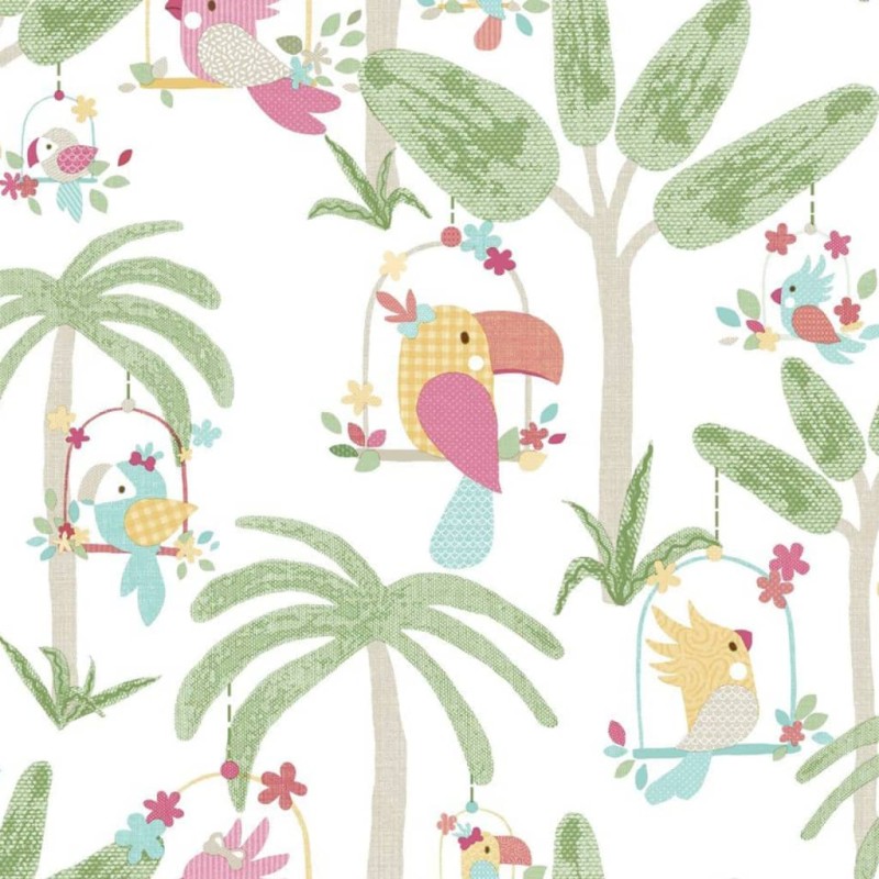 Noordwand Tapete Mondo baby Animals Birds Trees Grün und Rosa Noordwand Tapete Mondo baby Animals Birds Trees Grün und Rosa