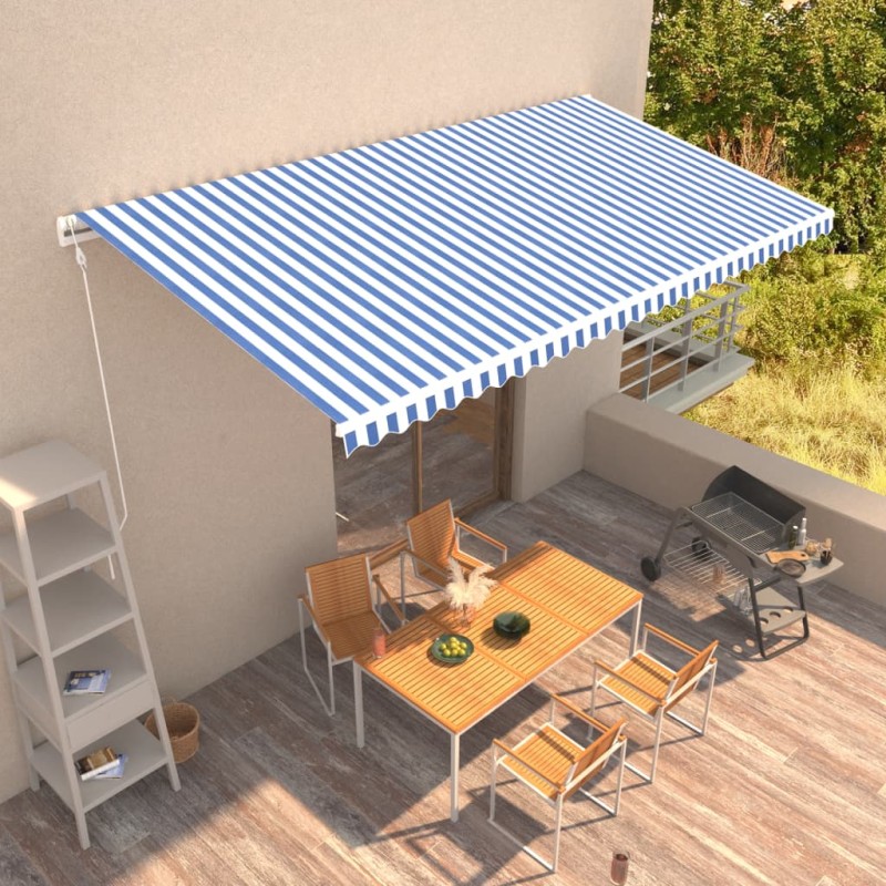 vidaXL Automatisch Einziehbare Markise 600 x 300 cm Blau und Weiß vidaXL Automatisch Einziehbare Markise 600 x 300 cm Blau und Weiß