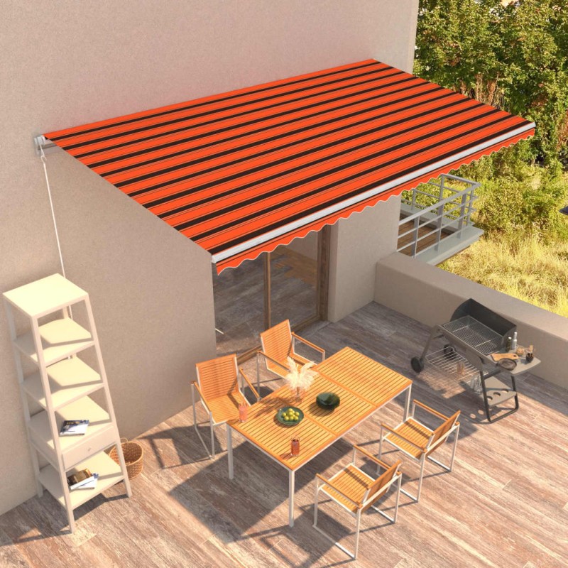 vidaXL Einziehbare Markise Handbetrieben 600 x 300 cm Orange und Braun vidaXL Einziehbare Markise Handbetrieben 600 x 300 cm Orange und Braun