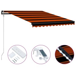 vidaXL Einziehbare Markise mit Windsensor & LED 350x250cm Orange Braun