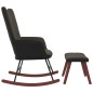vidaXL Schaukelstuhl mit Hocker Dunkelgrau Samt und PVC vidaXL Schaukelstuhl mit Hocker Dunkelgrau Samt und PVC