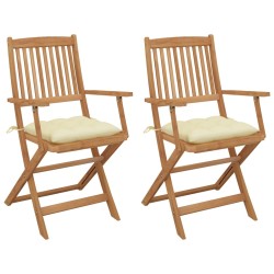 vidaXL Klappbare Gartenstühle 2 Stk. mit Kissen Massivholz Akazie