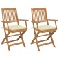 vidaXL Klappbare Gartenstühle 2 Stk. mit Kissen Massivholz Akazie vidaXL Klappbare Gartenstühle 2 Stk. mit Kissen Massivholz Akazie