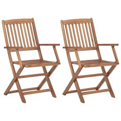 vidaXL Klappbare Gartenstühle 2 Stk. mit Kissen Massivholz Akazie