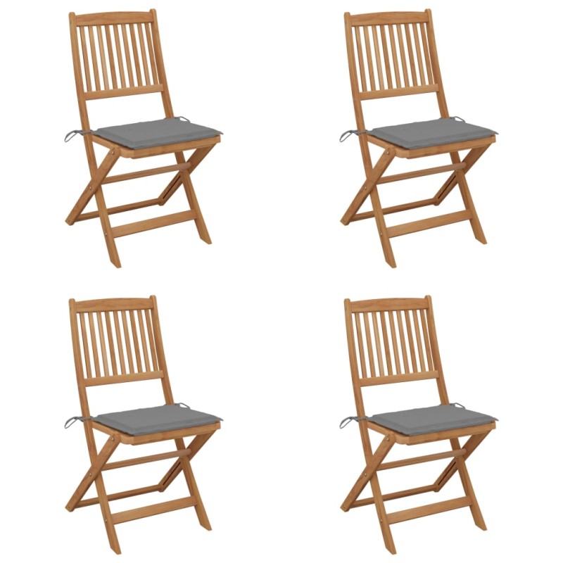 vidaXL Klappbare Gartenstühle 4 Stk. mit Kissen Massivholz Akazie vidaXL Klappbare Gartenstühle 4 Stk. mit Kissen Massivholz Akazie