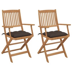 vidaXL Klappbare Gartenstühle 2 Stk. mit Kissen Massivholz Akazie