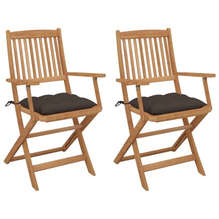 vidaXL Klappbare Gartenstühle 2 Stk. mit Kissen Massivholz Akazie