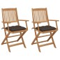 vidaXL Klappbare Gartenstühle 2 Stk. mit Kissen Massivholz Akazie vidaXL Klappbare Gartenstühle 2 Stk. mit Kissen Massivholz Akazie