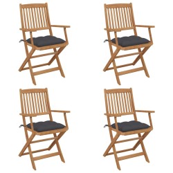 vidaXL Klappbare Gartenstühle 4 Stk. mit Kissen Massivholz Akazie