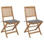 vidaXL Klappbare Gartenstühle 2 Stk. mit Kissen Massivholz Akazie vidaXL Klappbare Gartenstühle 2 Stk. mit Kissen Massivholz Akazie