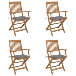 vidaXL Klappbare Gartenstühle 4 Stk. mit Kissen Massivholz Akazie