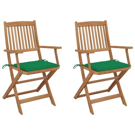 vidaXL Klappbare Gartenstühle 2 Stk. mit Kissen Massivholz Akazie