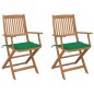 vidaXL Klappbare Gartenstühle 2 Stk. mit Kissen Massivholz Akazie vidaXL Klappbare Gartenstühle 2 Stk. mit Kissen Massivholz Akazie