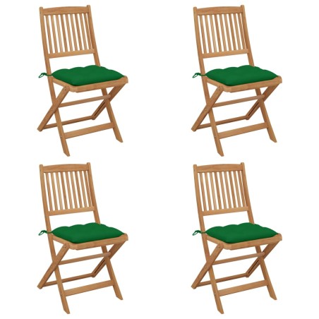 vidaXL Klappbare Gartenstühle 4 Stk. mit Kissen Massivholz Akazie