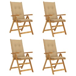 vidaXL Verstellbare Gartenstühle 4 Stk. mit Auflagen Massivholz Akazie