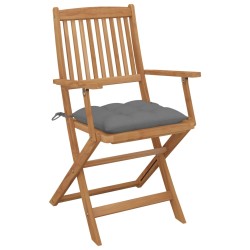 vidaXL Klappbare Gartenstühle 6 Stk. mit Kissen Massivholz Akazie