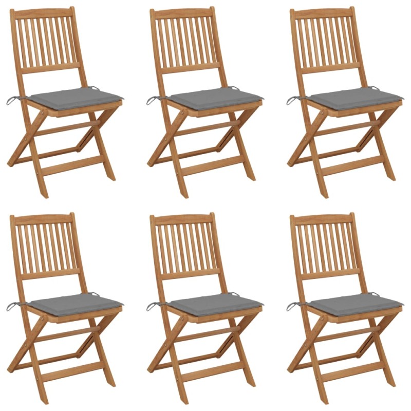 vidaXL Klappbare Gartenstühle 6 Stk. mit Kissen Massivholz Akazie vidaXL Klappbare Gartenstühle 6 Stk. mit Kissen Massivholz Akazie