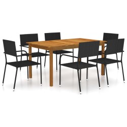 vidaXL 7-tlg. Garten-Essgruppe Schwarz