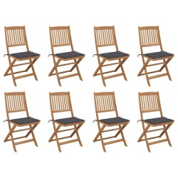 vidaXL Klappbare Gartenstühle mit Kissen 8 Stk. Massivholz Akazie