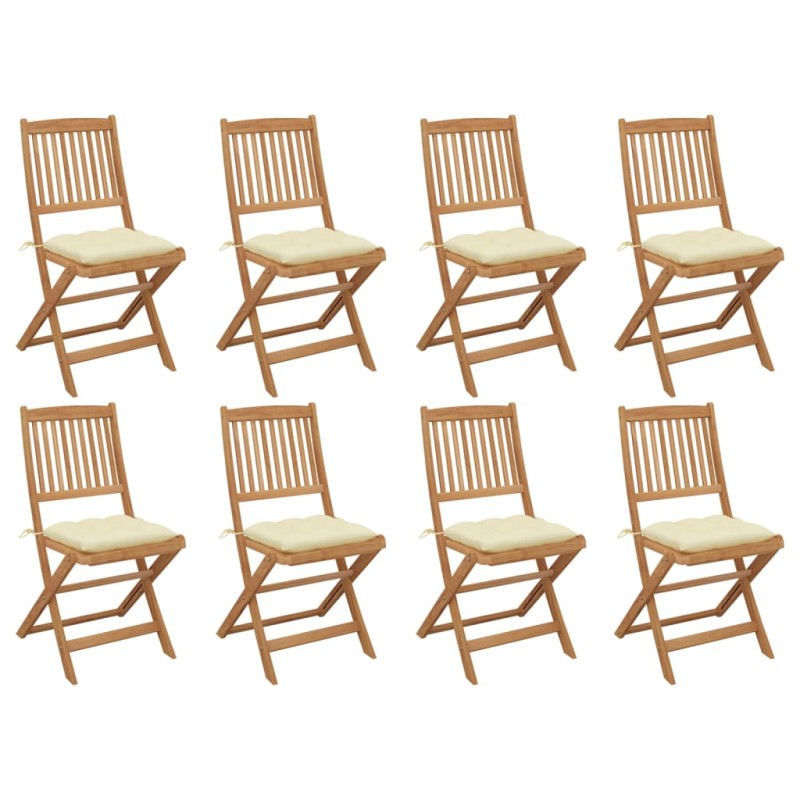 vidaXL Klappbare Gartenstühle mit Kissen 8 Stk. Massivholz Akazie vidaXL Klappbare Gartenstühle mit Kissen 8 Stk. Massivholz Akazie