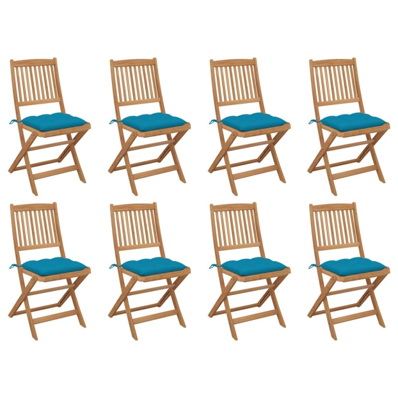 vidaXL Klappbare Gartenstühle mit Kissen 8 Stk. Massivholz Akazie vidaXL Klappbare Gartenstühle mit Kissen 8 Stk. Massivholz Akazie