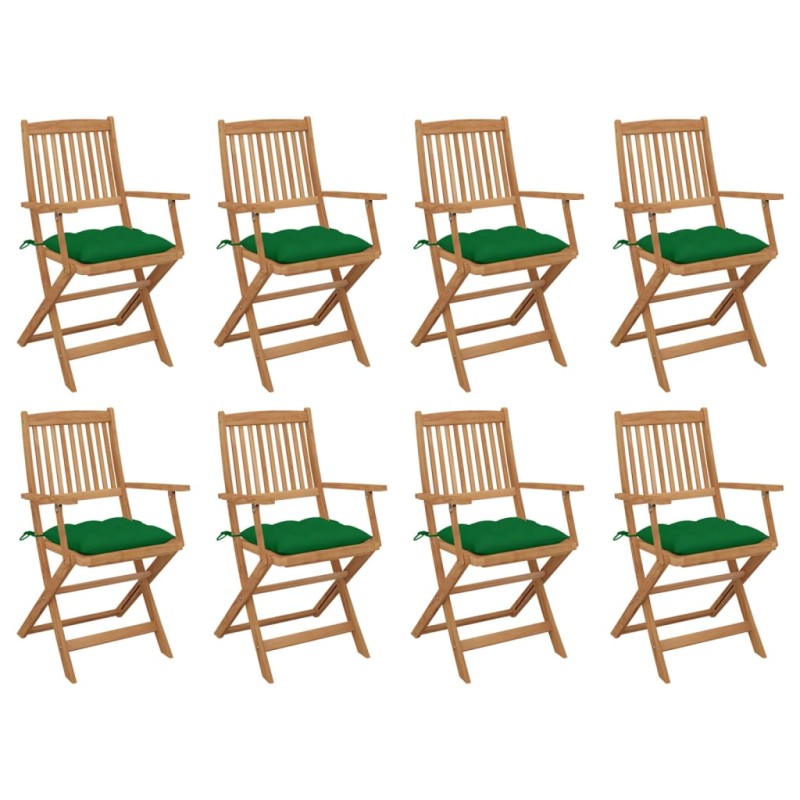vidaXL Klappbare Gartenstühle mit Kissen 8 Stk. Massivholz Akazie vidaXL Klappbare Gartenstühle mit Kissen 8 Stk. Massivholz Akazie