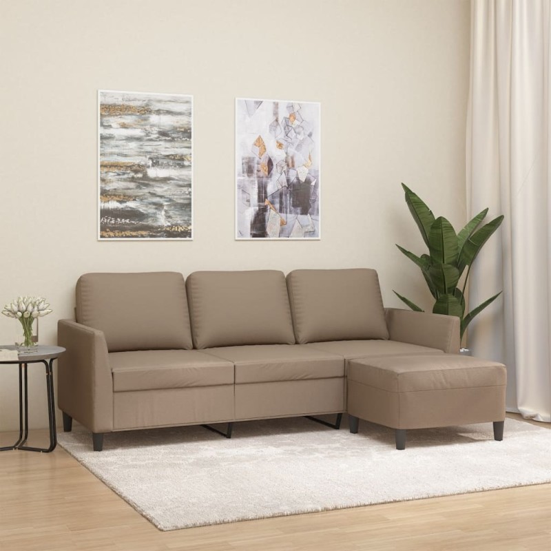 vidaXL 3-Sitzer-Sofa mit Hocker Cappuccino-Braun 180 cm Kunstleder vidaXL 3-Sitzer-Sofa mit Hocker Cappuccino-Braun 180 cm Kunstleder