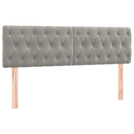 vidaXL Kopfteile 2 Stk. Hellgrau 72x7x78/88 cm Samt