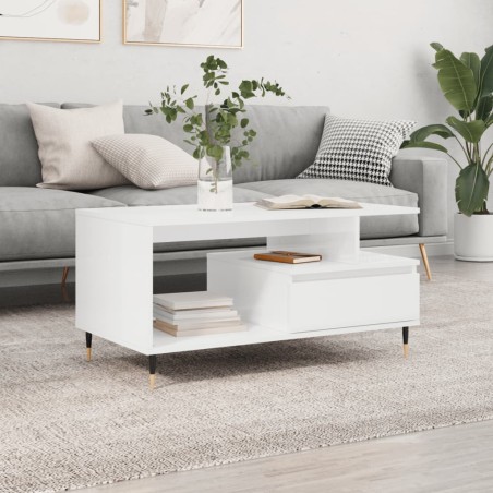 vidaXL Couchtisch Hochglanz-Weiß 90x49x45 cm Holzwerkstoff