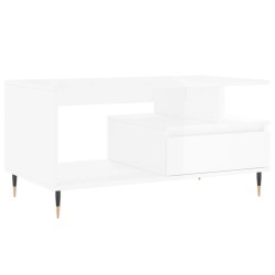 vidaXL Couchtisch Hochglanz-Weiß 90x49x45 cm Holzwerkstoff