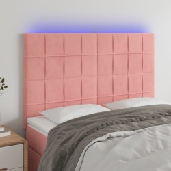 vidaXL LED Kopfteil Rosa 144x5x118/128 cm Samt