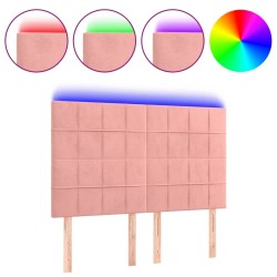 vidaXL LED Kopfteil Rosa 144x5x118/128 cm Samt