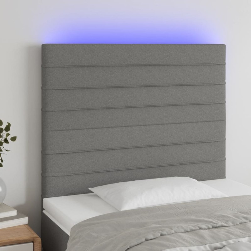 vidaXL LED Kopfteil Dunkelgrau 90x5x118/128 cm Stoff vidaXL LED Kopfteil Dunkelgrau 90x5x118/128 cm Stoff