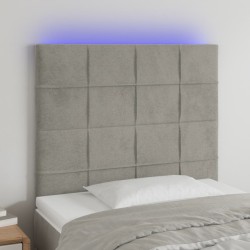vidaXL LED Kopfteil Hellgrau 80x5x118/128 cm Samt