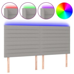 vidaXL LED Kopfteil Hellgrau 160x5x118/128 cm Stoff