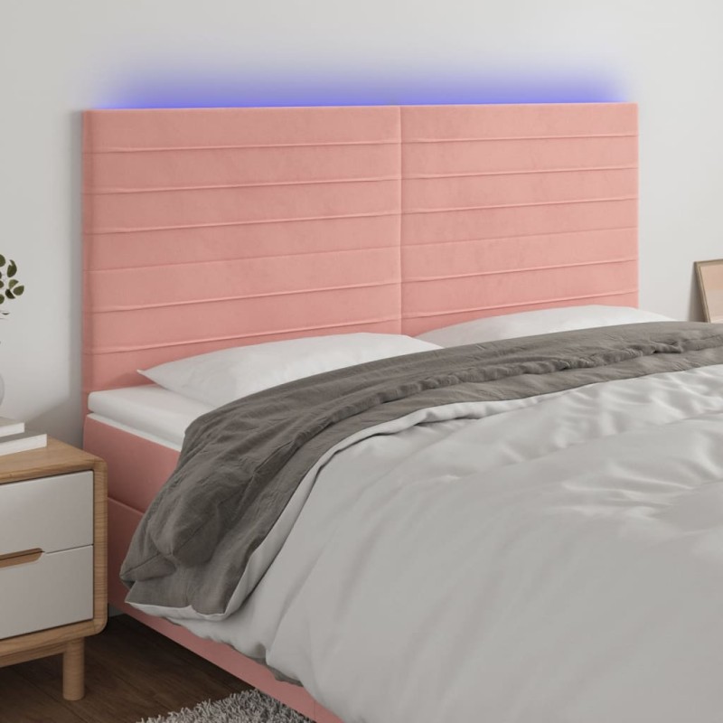 vidaXL LED Kopfteil Rosa 180x5x118/128 cm Samt vidaXL LED Kopfteil Rosa 180x5x118/128 cm Samt